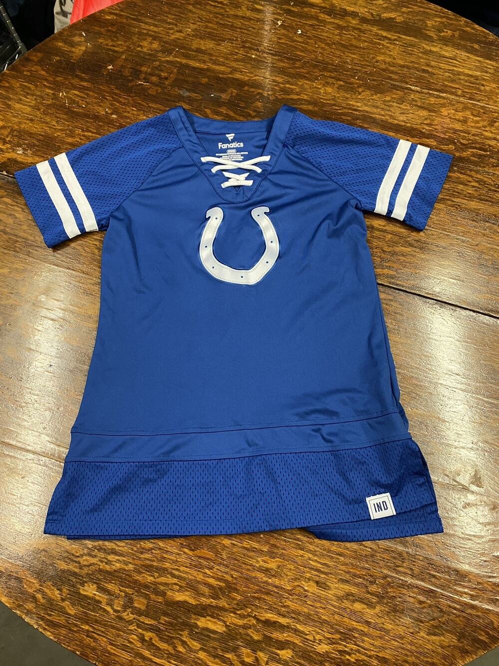 Fanatics Indianapolis Colts Logo Short Sleeve jersey T Shirt Blue Women's Size M